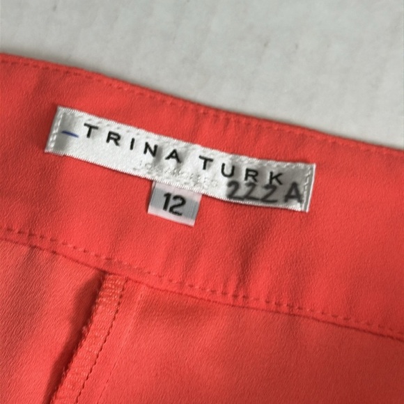 Trina Turk Esplande Split Front Wide Leg Cropped Pants Womens Size 12 Coral - Picture 6 of 13